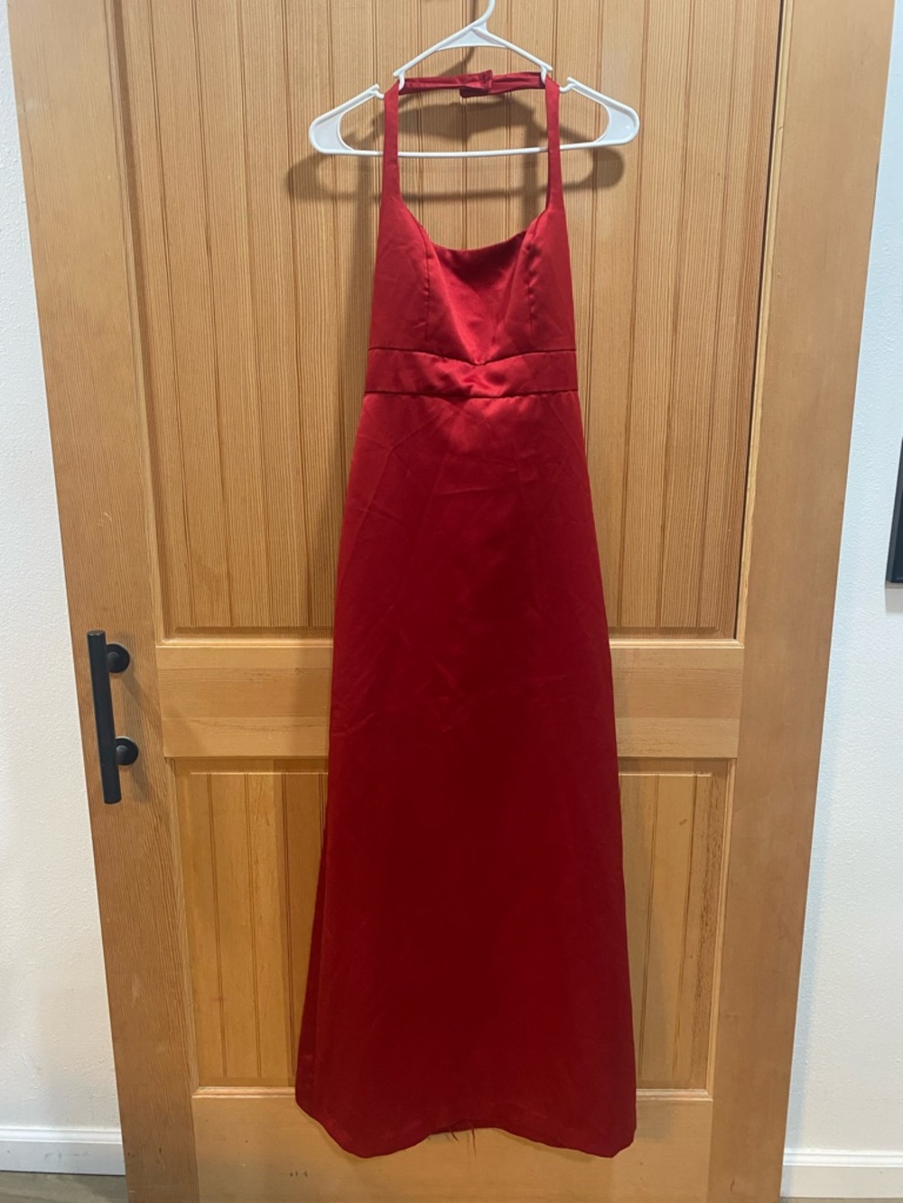 After Six Red Halter Satin Formal Gown Wedding Prom Gala Dress Eveningwear Party - Picture 2 of 6